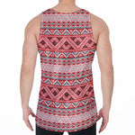 Red And White Native Tribal Print Men's Velvet Tank Top