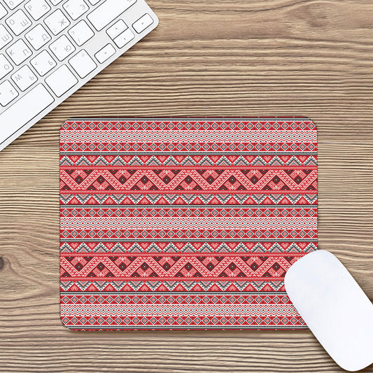 Red And White Native Tribal Print Mouse Pad