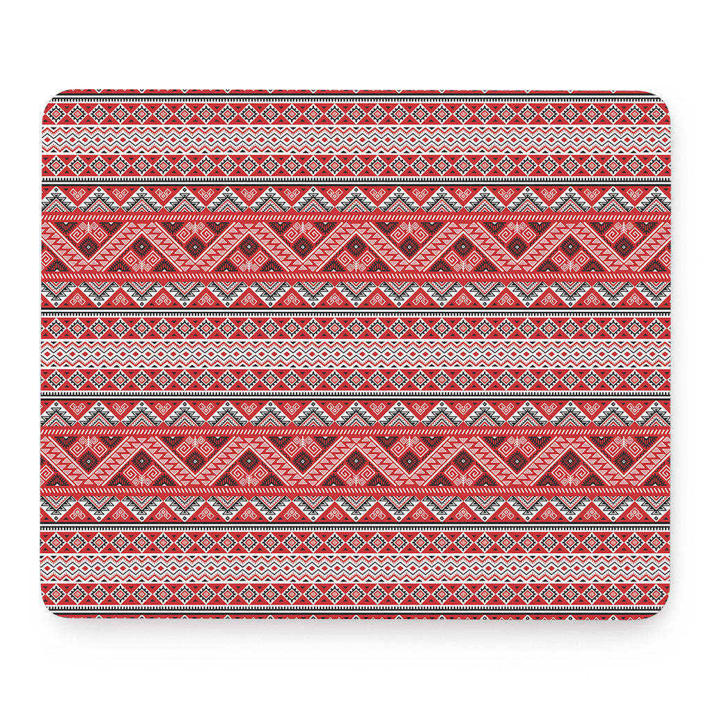 Red And White Native Tribal Print Mouse Pad