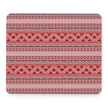 Red And White Native Tribal Print Mouse Pad