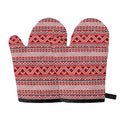 Red And White Native Tribal Print Oven Mitts