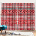 Red And White Native Tribal Print Pencil Pleat Curtains