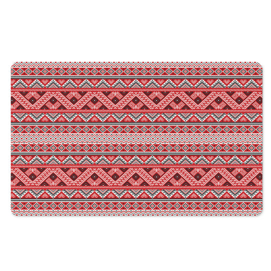 Red And White Native Tribal Print Polyester Doormat
