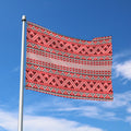 Red And White Native Tribal Print Polyester Flag