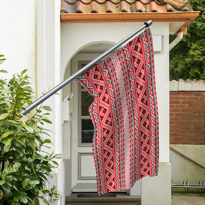 Red And White Native Tribal Print Polyester Flag