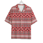 Red And White Native Tribal Print Rayon Hawaiian Shirt