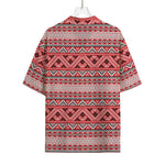 Red And White Native Tribal Print Rayon Hawaiian Shirt