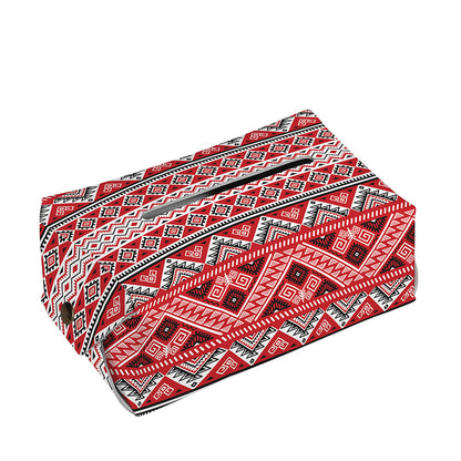 Red And White Native Tribal Print Rectangle Tissue Box Cover