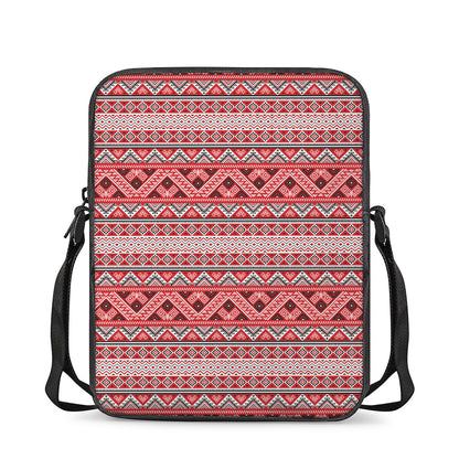 Red And White Native Tribal Print Rectangular Crossbody Bag