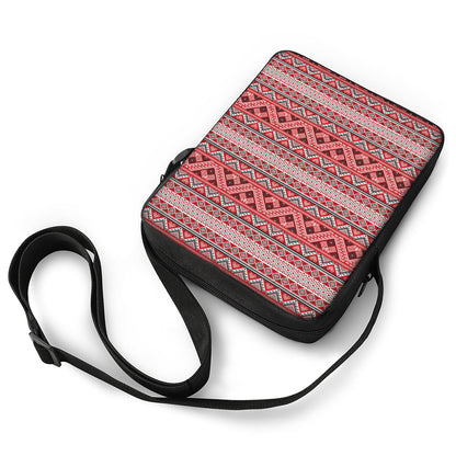 Red And White Native Tribal Print Rectangular Crossbody Bag