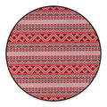 Red And White Native Tribal Print Round Floor Mat