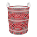 Red And White Native Tribal Print Round Laundry Basket