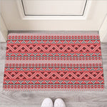 Red And White Native Tribal Print Rubber Doormat