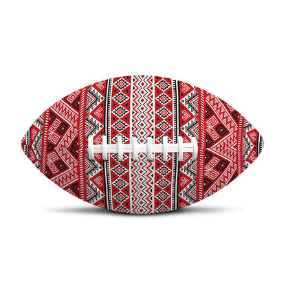 Red And White Native Tribal Print Rugby Ball