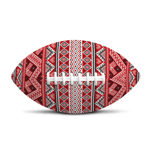 Red And White Native Tribal Print Rugby Ball