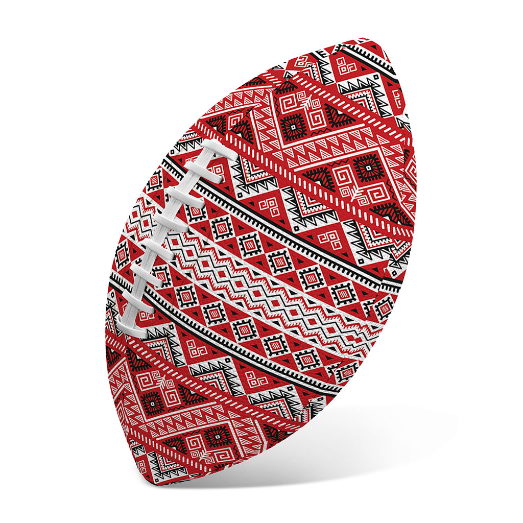 Red And White Native Tribal Print Rugby Ball