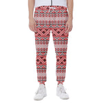 Red And White Native Tribal Print Scuba Joggers