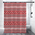 Red And White Native Tribal Print Shower Curtain