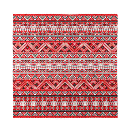 Red And White Native Tribal Print Silk Bandana