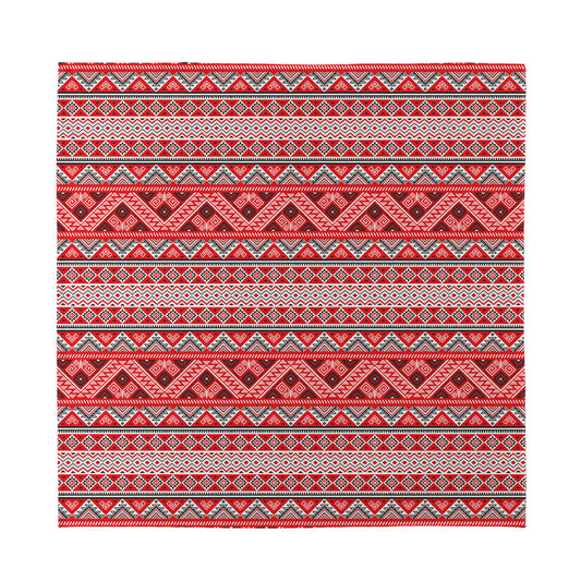 Red And White Native Tribal Print Silk Bandana