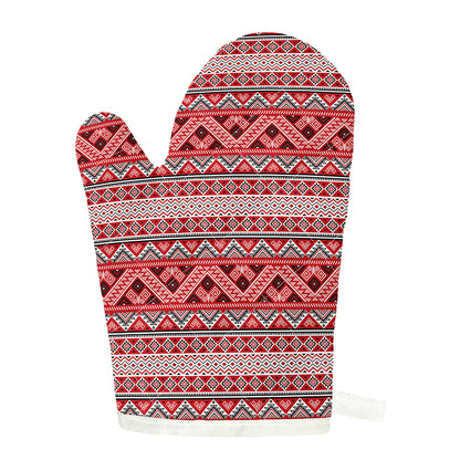 Red And White Native Tribal Print Single Oven Mitt