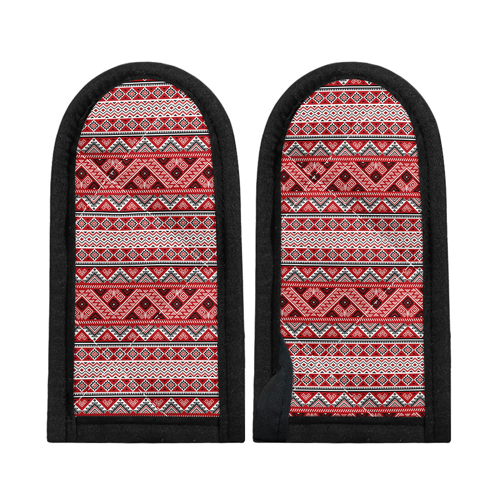 Red And White Native Tribal Print Skillet Handle Cover