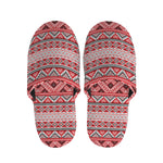 Red And White Native Tribal Print Slippers