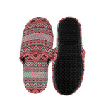 Red And White Native Tribal Print Slippers