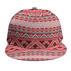 Red And White Native Tribal Print Snapback Cap