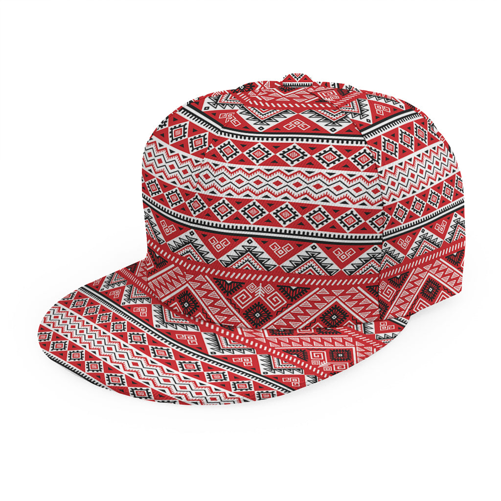 Red And White Native Tribal Print Snapback Cap