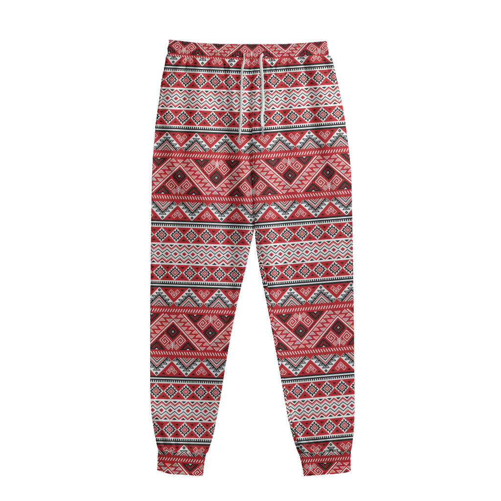 Red And White Native Tribal Print Sweatpants