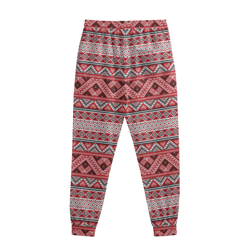 Red And White Native Tribal Print Sweatpants