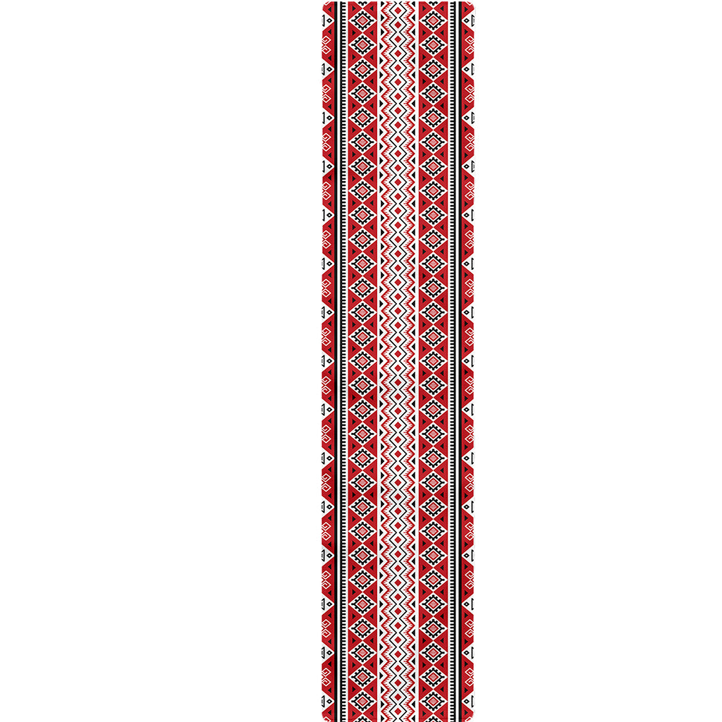 Red And White Native Tribal Print Table Runner