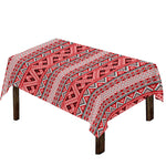 Red And White Native Tribal Print Tablecloth