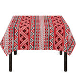 Red And White Native Tribal Print Tablecloth