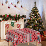 Red And White Native Tribal Print Tablecloth