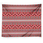 Red And White Native Tribal Print Tapestry