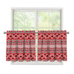 Red And White Native Tribal Print Tier Curtains