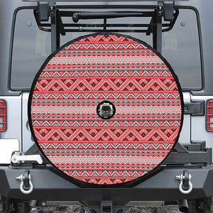 Red And White Native Tribal Print Tire Cover With Camera Hole