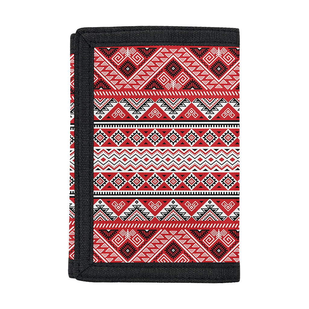 Red And White Native Tribal Print Trifold Wallet