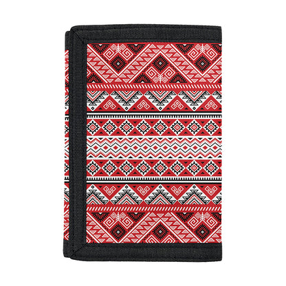 Red And White Native Tribal Print Trifold Wallet