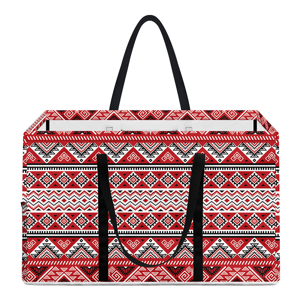 Red And White Native Tribal Print Utility Tote Bag