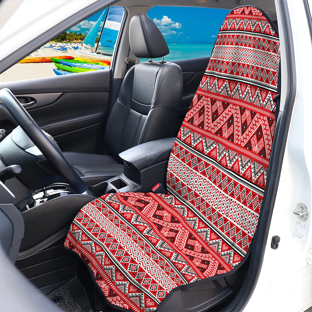Red And White Native Tribal Print Waterproof Car Seat Cover