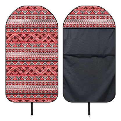 Red And White Native Tribal Print Waterproof Car Seat Cover