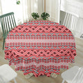 Red And White Native Tribal Print Waterproof Round Tablecloth