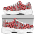 Red And White Native Tribal Print White Chunky Shoes