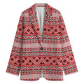 Red And White Native Tribal Print Women's Blazer