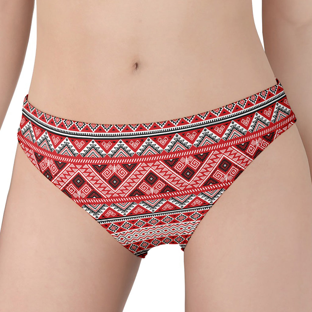 Red And White Native Tribal Print Women's Panties