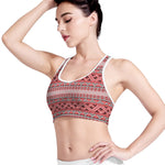 Red And White Native Tribal Print Women's Sports Bra