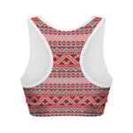 Red And White Native Tribal Print Women's Sports Bra